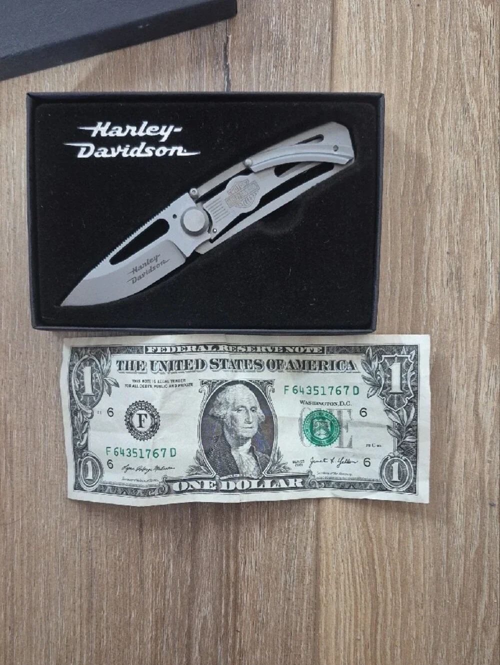 Harley-Davidson Silver Folding Pocket Knife with Brushed Finish